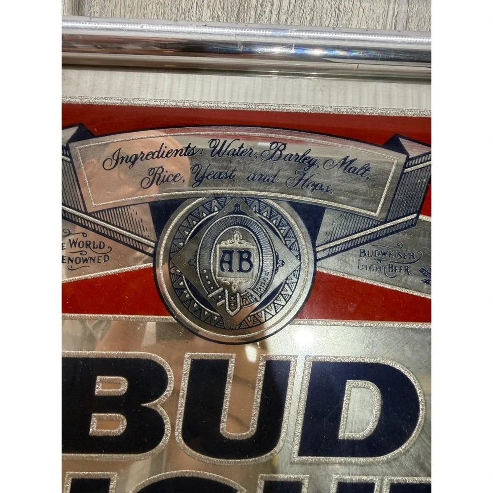 Vintage Bud Light Beer Bar Mirror Chalkboard Anheuser-Busch Sign 28x15 Man Cave